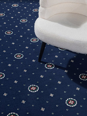 картинка Ковролин Merinos ECO, Виктория 02 (кружок) Blue (синий) магазин  Carpet-Center.ru являющийся официальным дистрибьютором в России
