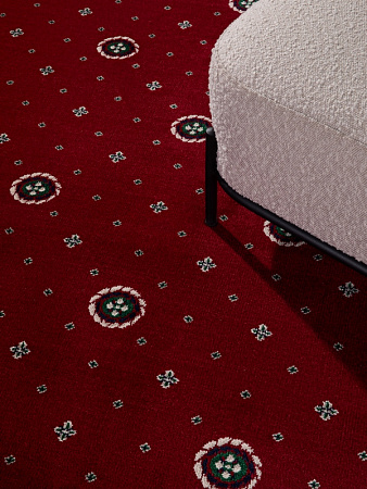 картинка Ковролин Merinos ECO, Виктория 02 (кружок) Red (красный) магазин  Carpet-Center.ru являющийся официальным дистрибьютором в России